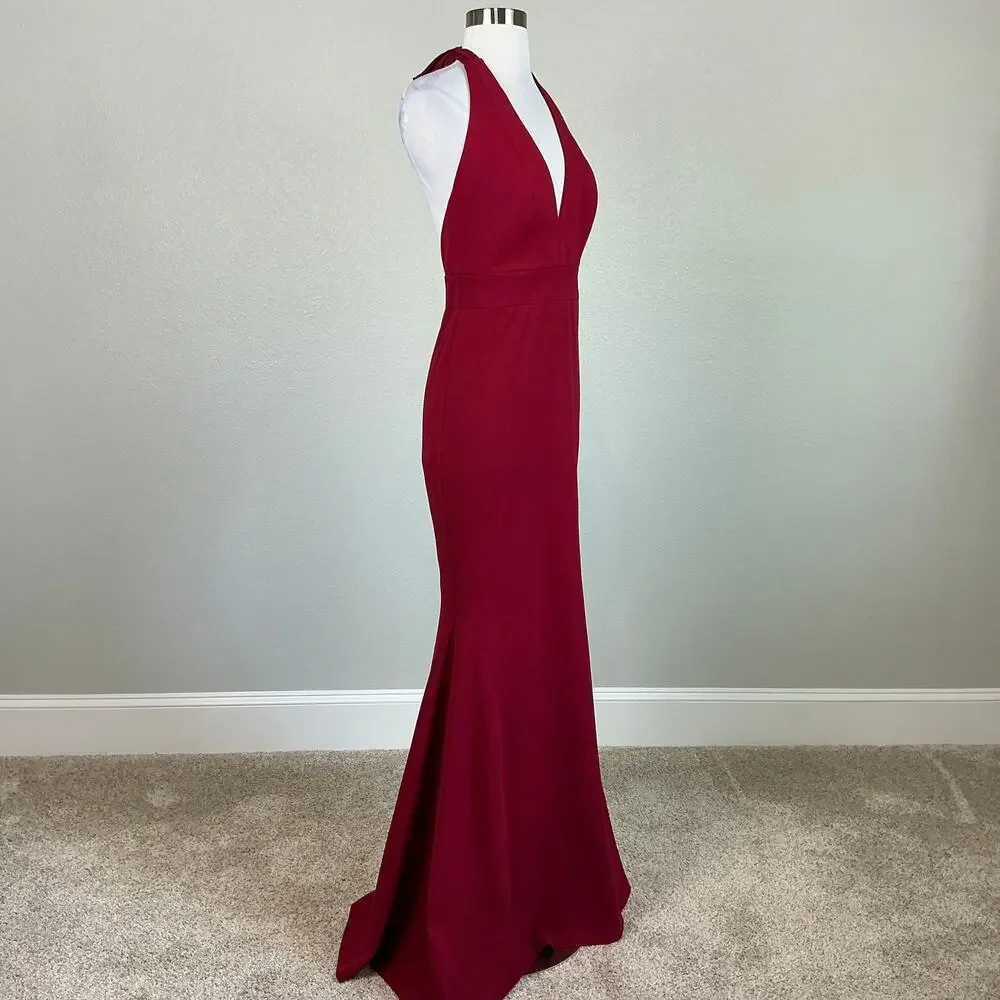 Dress the Population Women's Formal Dress Size Small Red Backless Mermaid Gown - Picture 4 of 12